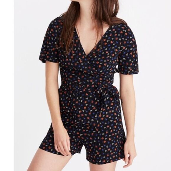 Madewell Wrap-Front Romper in Prairie Posies 4 - Picture 1 of 10